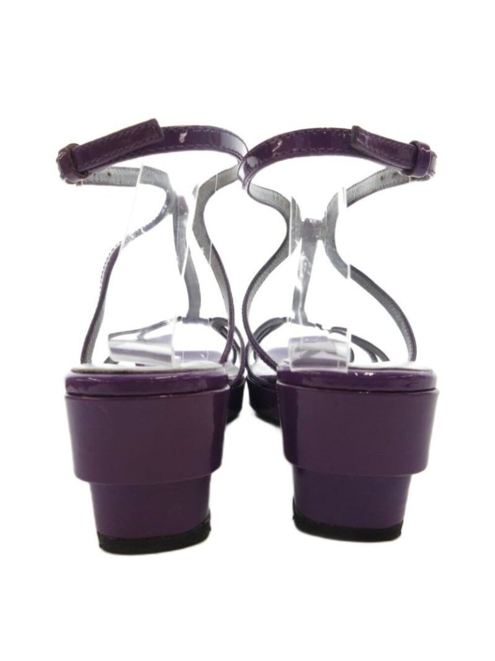 Prada Strap Sandals Mule Square Toe Enamel Patent Leather 34.5 Purple GV GY62 - Picture 5 of 10
